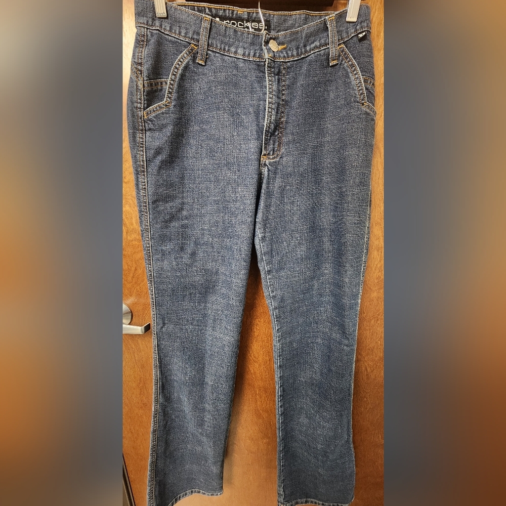 Rockies Classic Lowrise Blue Straight Leg Jeans Unqiue Pockets Size 5-6